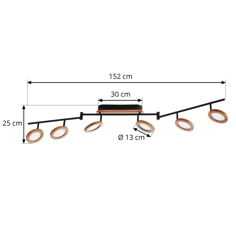 B-Ware Lindby Strahler Spot LED Holz schwarz weiß 152 cm Deckenleuchte mit Dimmer