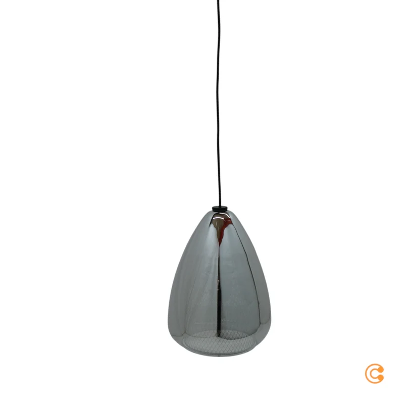 B-Ware Fabas Luce Hängeleuchte Pendelleuchte Britton rauchgrau Glas Metall E27 LED 1flg