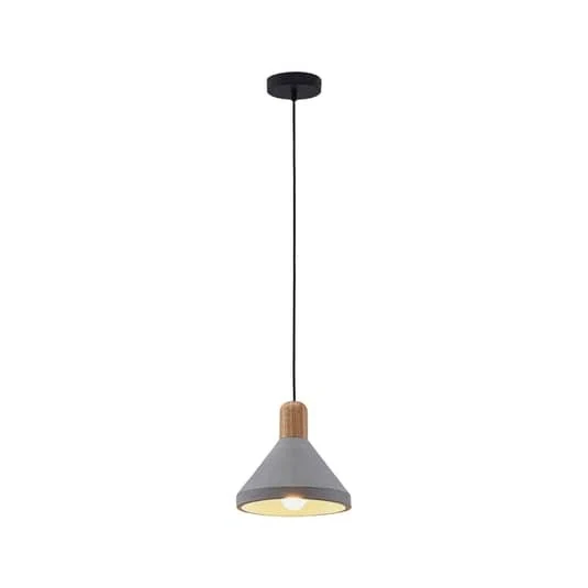 B-Ware Lindby Beton-Pendelleuchte Lampe Leuchte Hängeleuchte IP20 Caisy mit Holz, rund