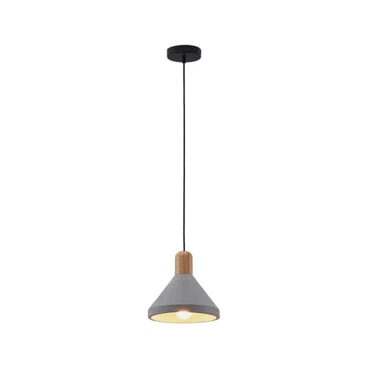 B-Ware Lindby Beton-Pendelleuchte Lampe Leuchte Hängeleuchte IP20 Caisy mit Holz, rund