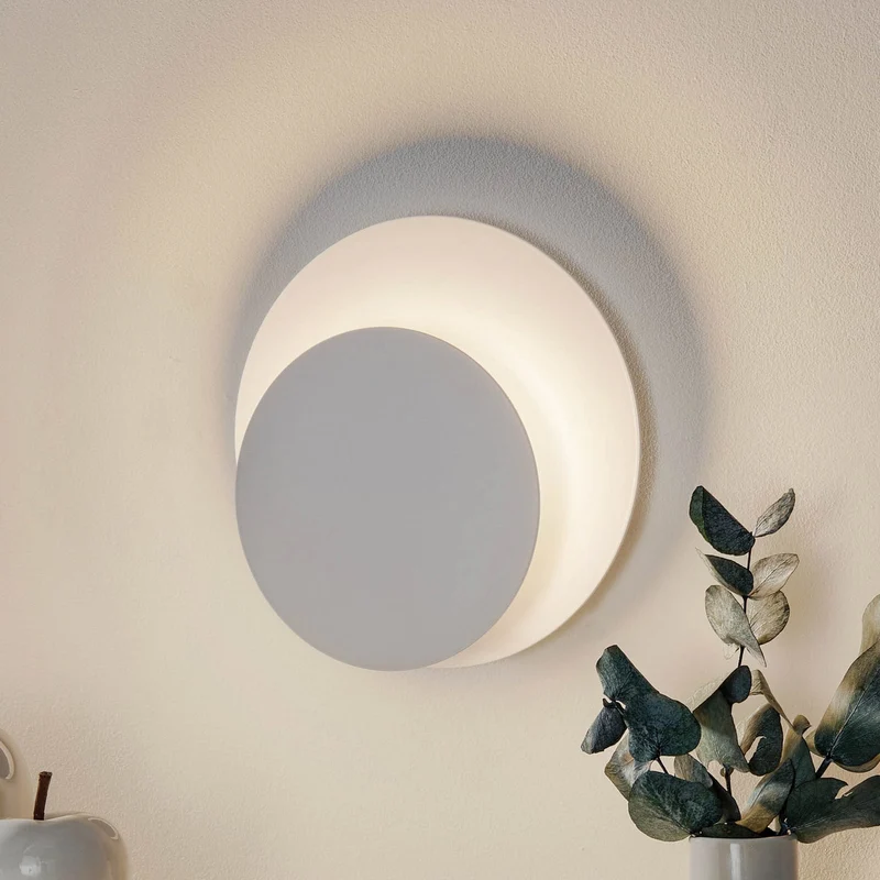 B-Ware Wandleuchte Wandlampe Circle Leuchte Lampe rund Form weiß Stahl Innenbeleuchtung