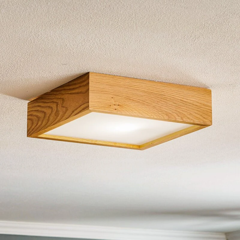 B-Ware Envostar Kerio Deckenlampe 27,5x27,5cm Deckenleuchte Lampe Leuchte E27 eiche 622