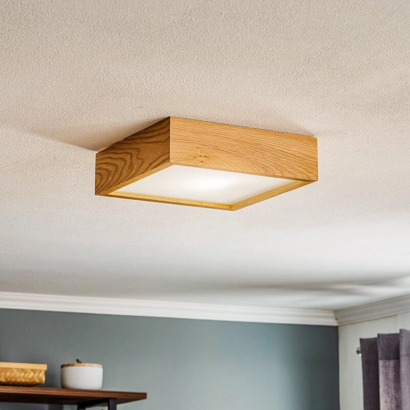 B-Ware Envostar Kerio Deckenlampe 27,5x27,5cm Deckenleuchte Lampe Leuchte E27 eiche 622