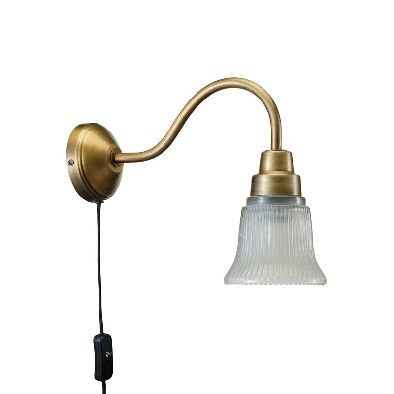 B-Ware PR Home Wandleuchte Wandlampe Emmi messing patina Metall Glas Schalter Stecker