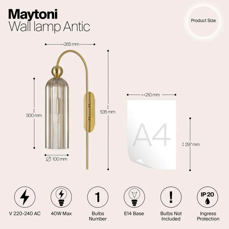 B-Ware Maytoni Antic Wandleuchte Wandleuchte Wandlicht E14 Glasschirm SIEHE TEXT/FOTO