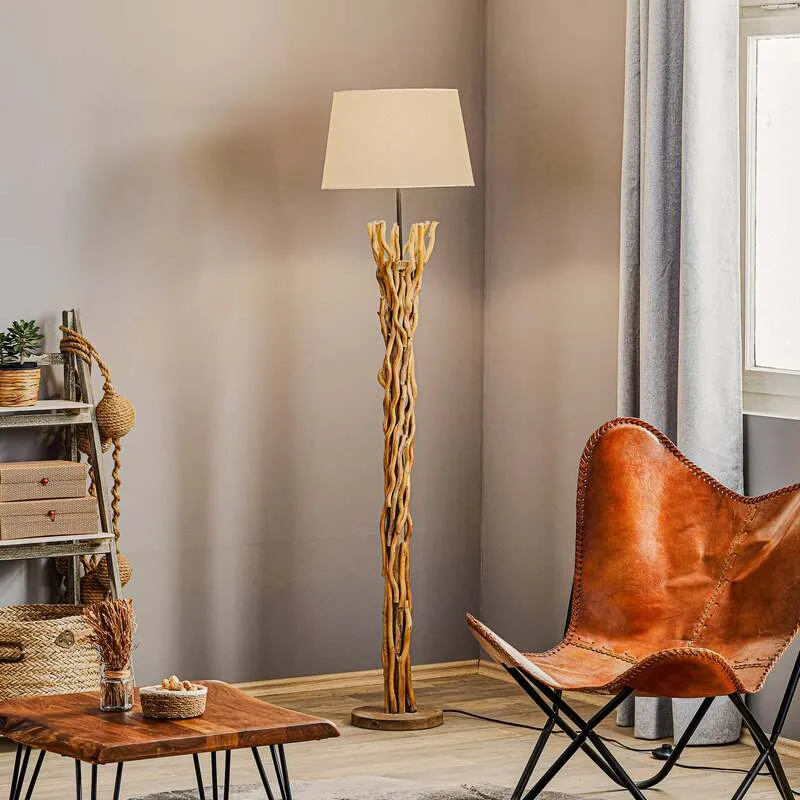 D-Ware Euluna Stehleuchte Agar Stehlampe Lampe Leuchte E27 Stoff Holz SIEHE TEXT/F210