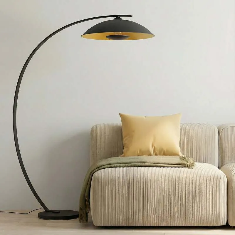 B-Ware Lindby Bogenstehlampe Stehleuchte Emilienne schwarz goldfarben Wohnzimmer La574