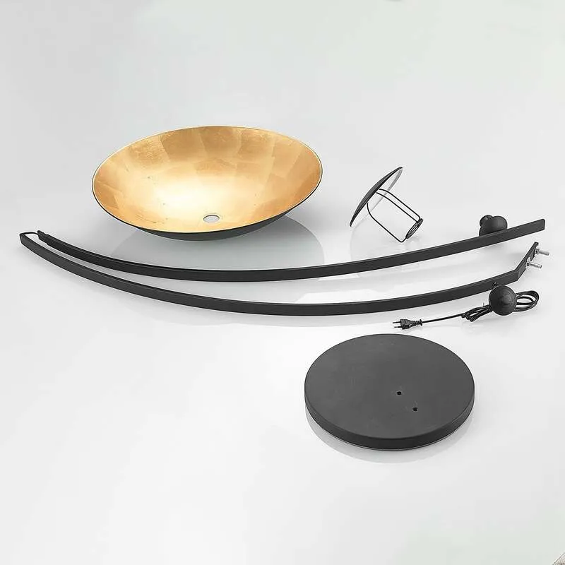 B-Ware Lindby Bogenstehlampe Stehleuchte Emilienne schwarz goldfarben Wohnzimmer La574