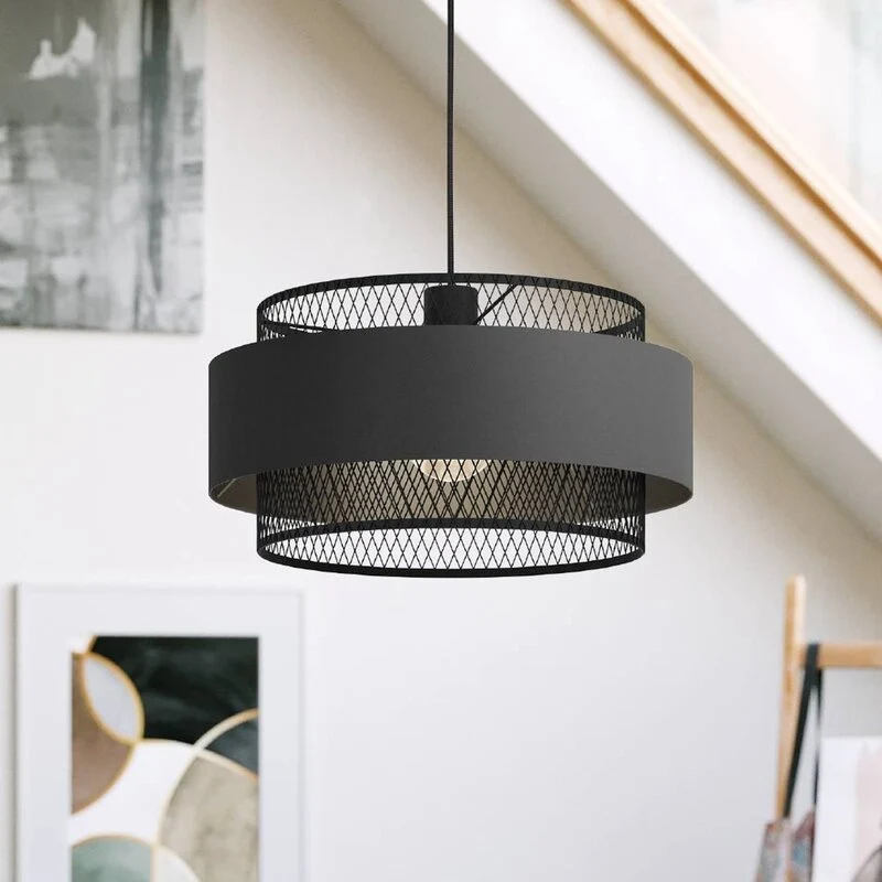 B-Ware Eglo Bazely Hängeleuchte Pendelleuchte Lampe schwarz Stoff Ø40cm SIEHE TEXT/FOTO