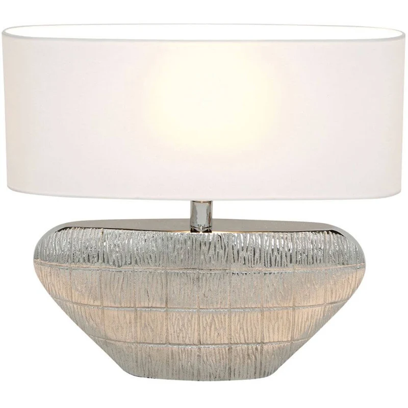 Tischleuchte Cleopatra Aluminium Silber-Ecru