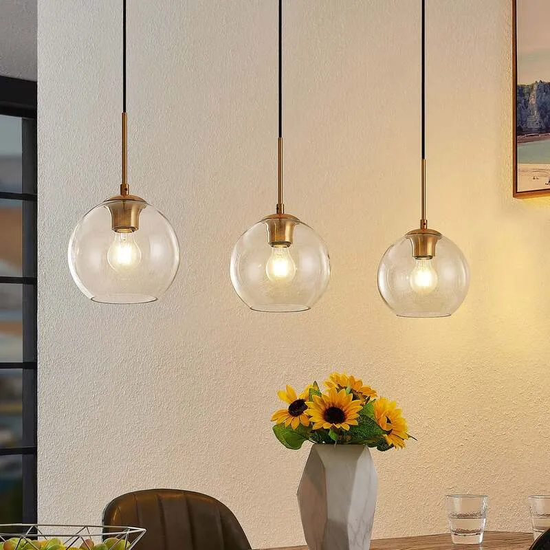 B-Ware Lindby Hängeleuchte Pendelleuchte Grady messing Glas LED 110 cm SIEHE TEXT/FOTO