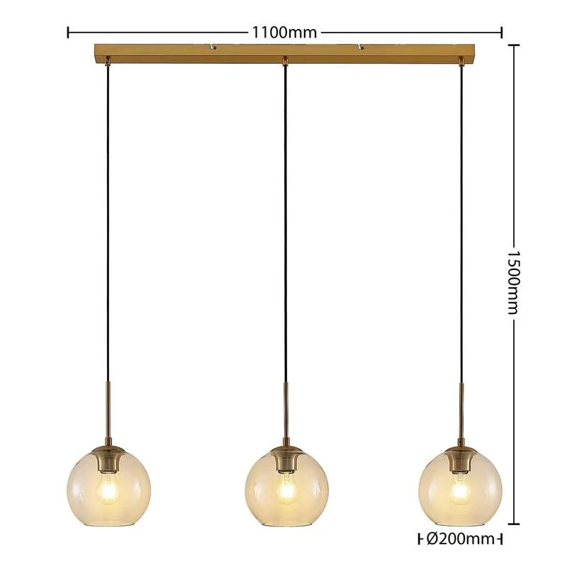 B-Ware Lindby Hängeleuchte Pendelleuchte Grady messing Glas LED 110 cm SIEHE TEXT/FOTO