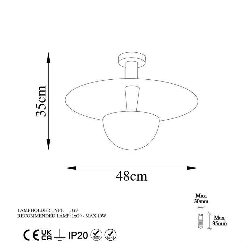 B-Ware Opviq Deckenleuchte Kurt Deckenlampe 13355 kupferfarben Metall Ø48cm G9