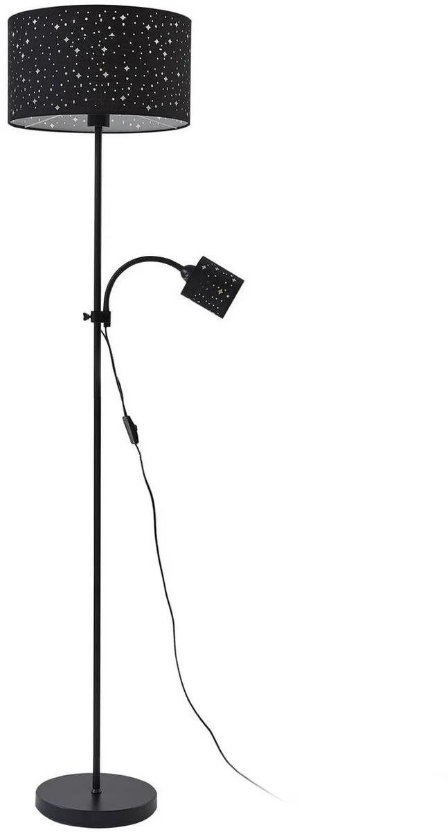 B-Ware Lindby Stehleuchte Melanie schwarz Stoff, Ø 36 cm Stehlampe Lampe Leuchte Spot