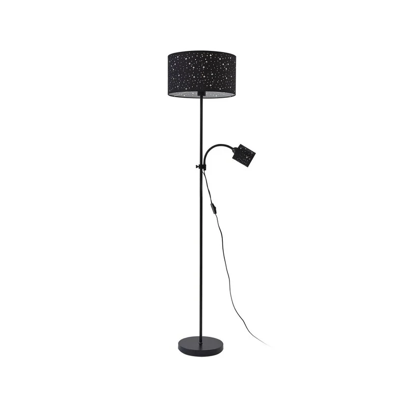 B-Ware Lindby Stehleuchte Melanie schwarz Stoff, Ø 36 cm Stehlampe Lampe Leuchte Spot