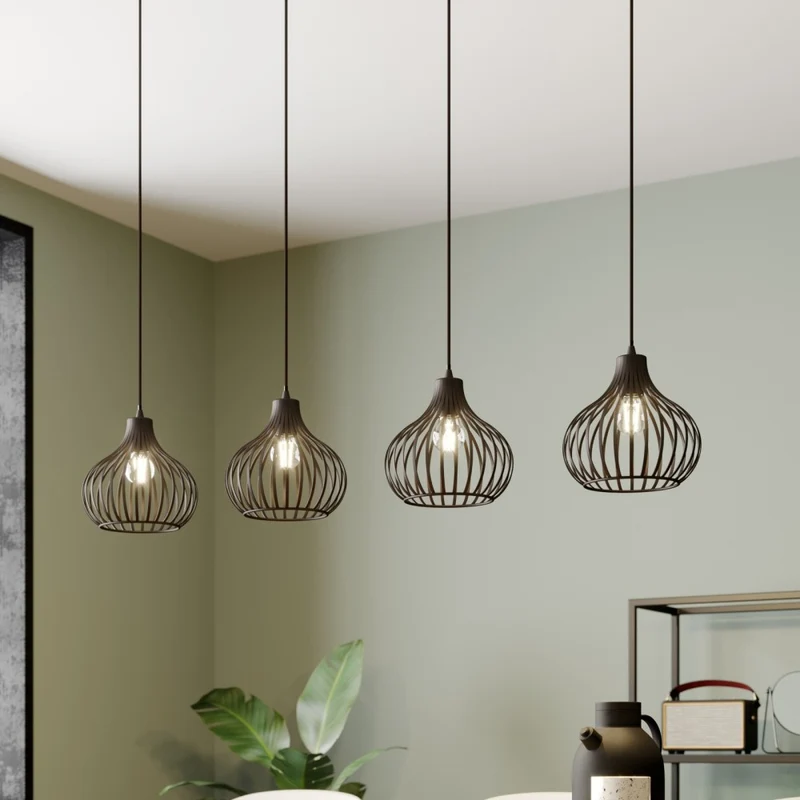B-Ware Lindby Hängelampe Pendelleuchte Frances Lampe kaffeebraun 4-flammig Metall E27