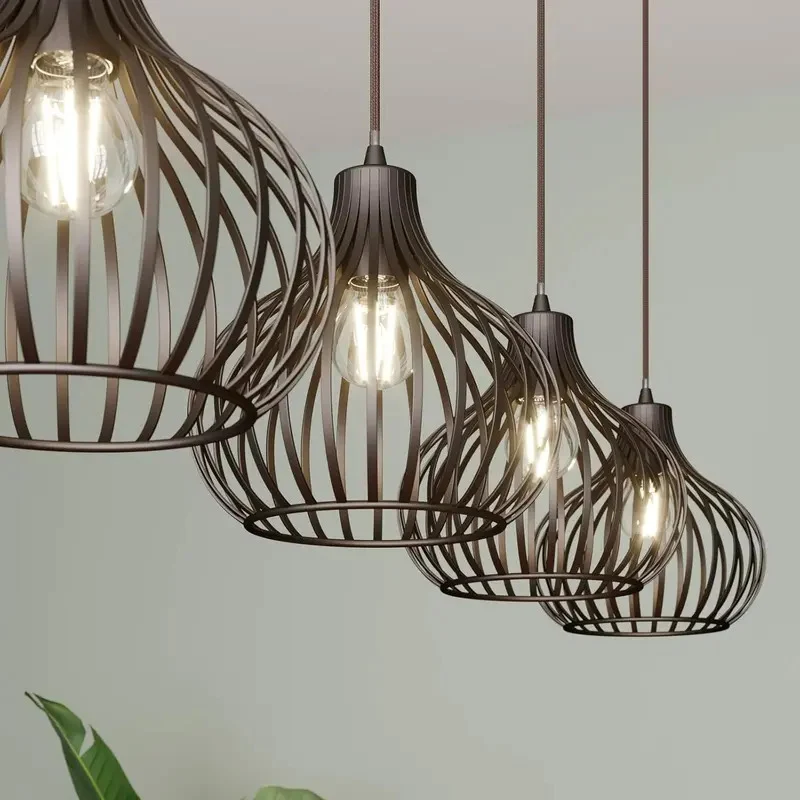 B-Ware Lindby Hängelampe Pendelleuchte Frances Lampe kaffeebraun 4-flammig Metall E27