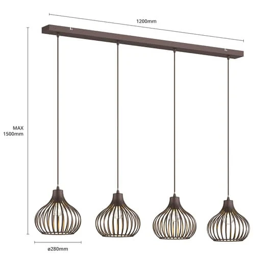 B-Ware Lindby Hängelampe Pendelleuchte Frances Lampe kaffeebraun 4-flammig Metall E27