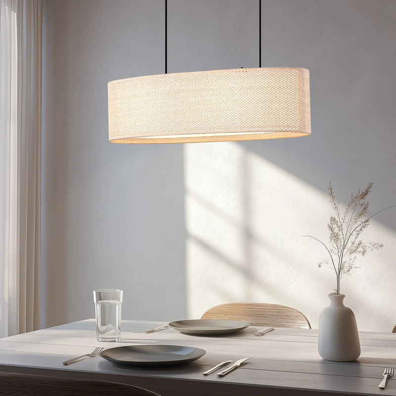 B-Ware Lindby Hängeleuchte Pendelleuchte Soula E27 beige Kunststoff 78 cm Lampe Leuchte