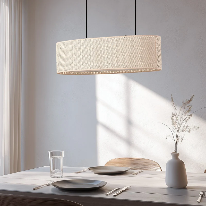 B-Ware Lindby Hängeleuchte Pendelleuchte Soula E27 beige Kunststoff 78 cm Lampe Leuchte