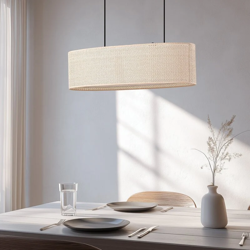 B-Ware Lindby Hängeleuchte Pendelleuchte Soula E27 beige Kunststoff 78 cm Lampe Leuchte