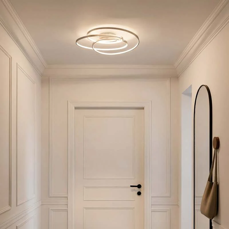 C-Ware Lindby Deckenlampe Deckenleuchte LED Joline Nickel Metall rund spiralförmig 60 c