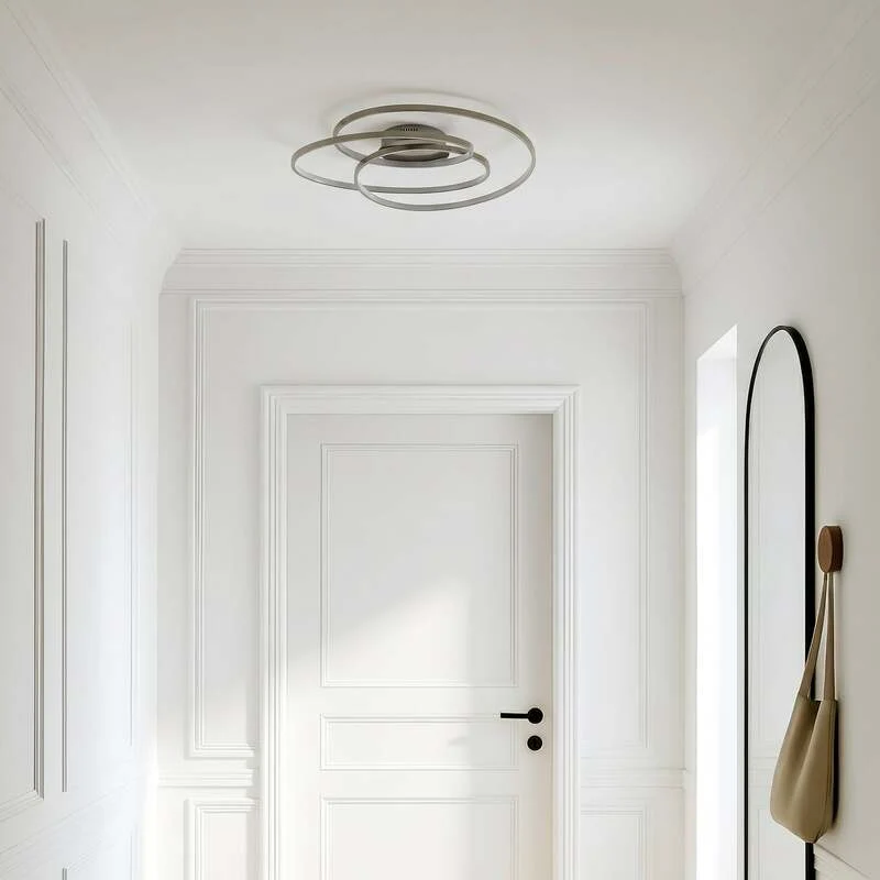 C-Ware Lindby Deckenlampe Deckenleuchte LED Joline Nickel Metall rund spiralförmig 60 c