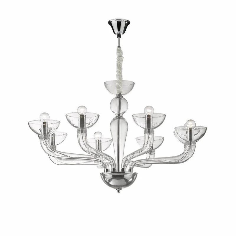 Casanova mundgeblasener Glas-Lüster 90cm Chrom, Klar