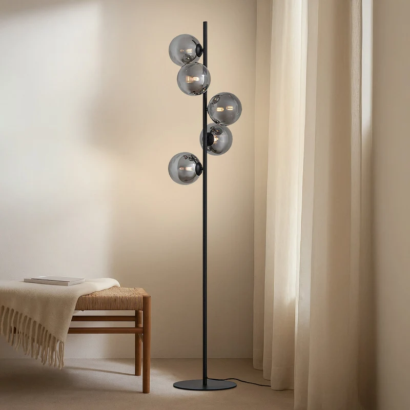 Lindby Stehleuchte Lampe Orbelia Glas schwarz 5-flammig LED SIEHE TEXT/FOTO