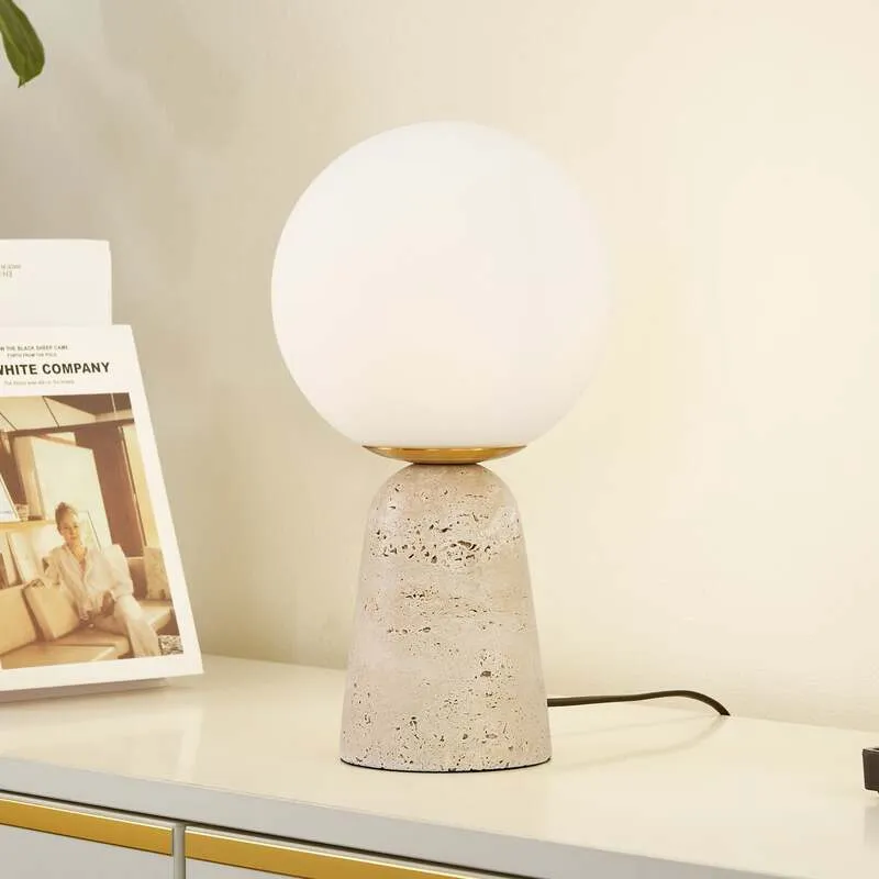Lindby Tischleuchte Lampe Kirstan beige weiß Glas Stein 33 cm SIEHE TEXT/FOTO