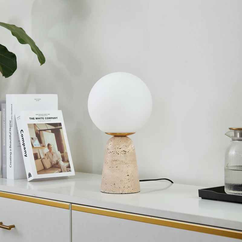 Lindby Tischleuchte Lampe Kirstan beige weiß Glas Stein 33 cm SIEHE TEXT/FOTO