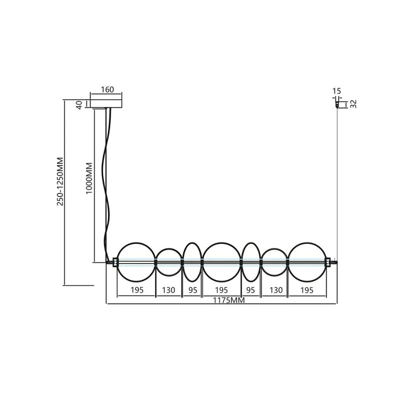 B-Ware Eko-Light Daphne LED Hängeleuchte Pendelleuchte Glas grau 118 cm SIEHE TEXT/FOTO
