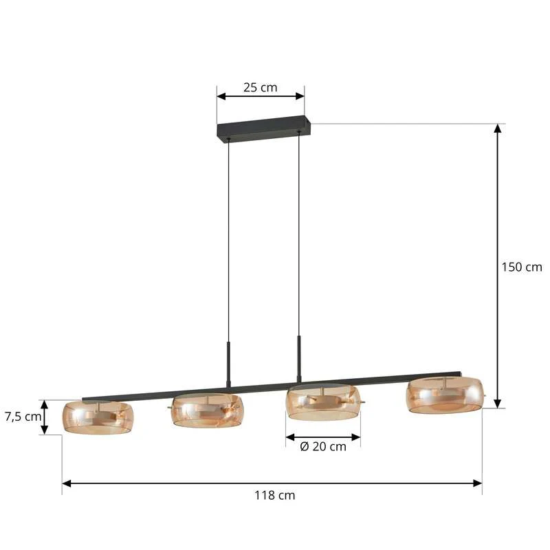 B-Ware Lucande LED Hängeleuchte Pendelleuchte Martis amber 4flg dimmbar SIEHE TEXT/F450