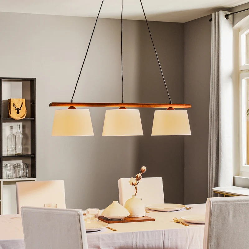 B-Ware Euluna Hängeleuchte Sweden Hängeleuchte Lampe dreiflammig E27 nussbaum eiche