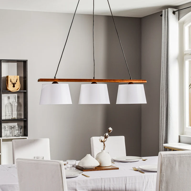 B-Ware Euluna Hängeleuchte Sweden Hängeleuchte Lampe dreiflammig E27 nussbaum eiche