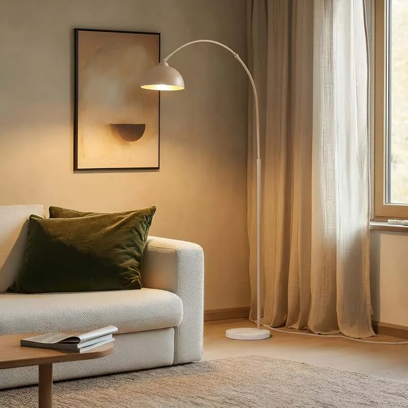 B-Ware Lindby Stehlampe Tonka beige Metall Marmor E27 LED Stehleuchte Leuchte Lampe