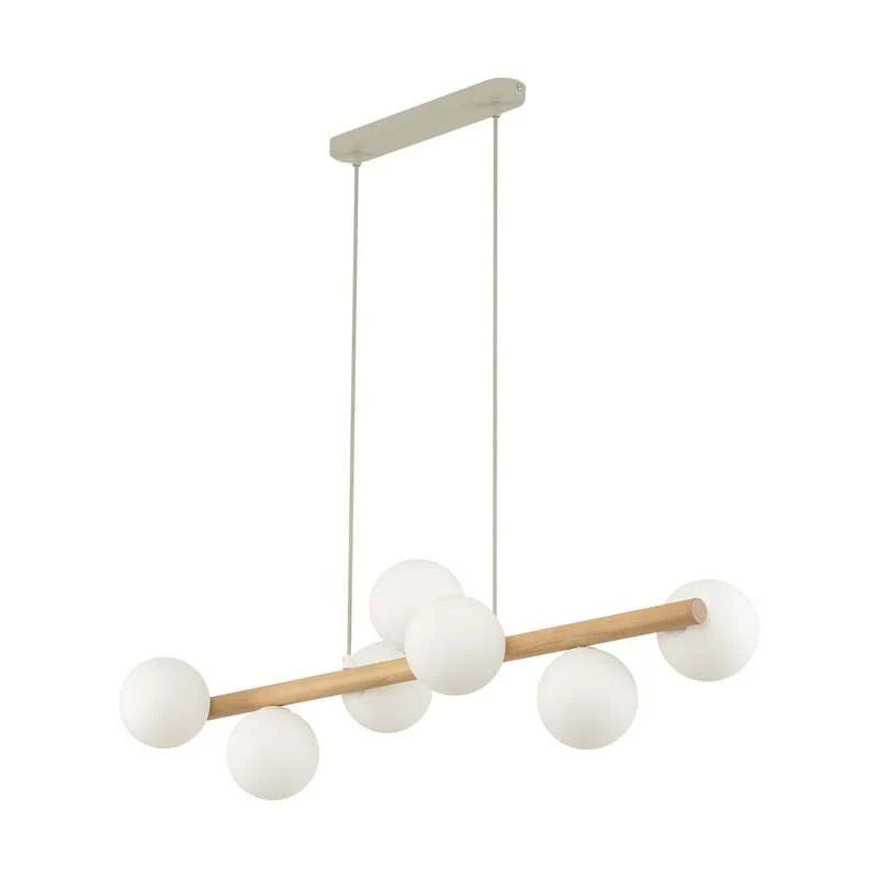 B-Ware TK Lighting Hängeleuchte Estera Opalglas Holz siebenflammig Deckenlampe Leuchte