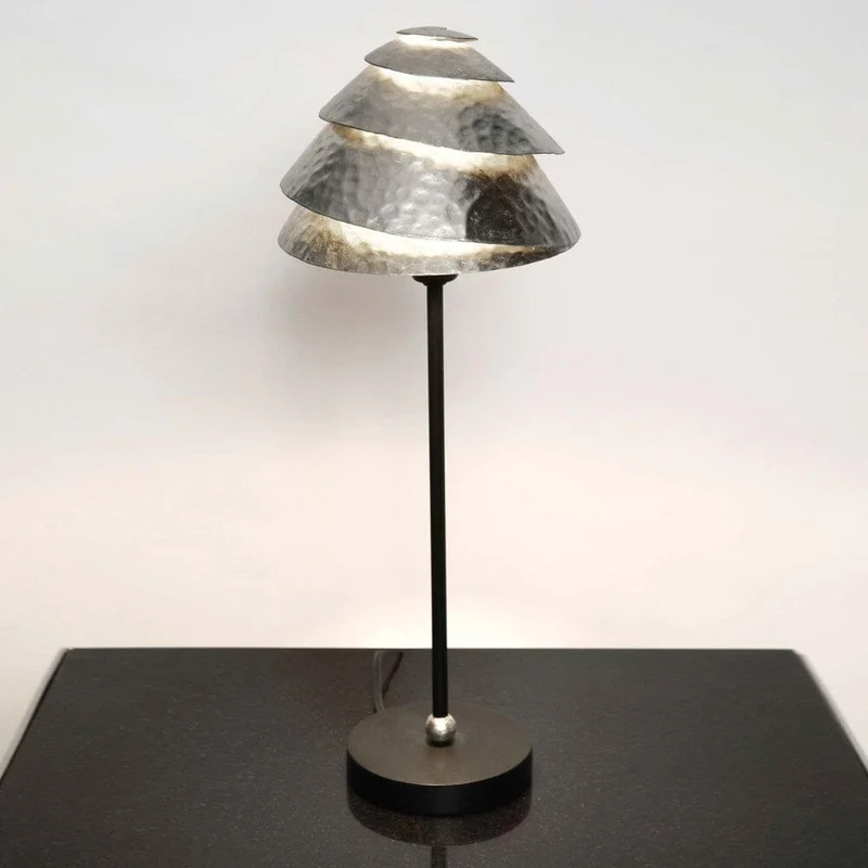 Tischleuchte Snail One Eisen Schwarz-Silber