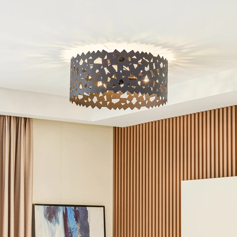 B-Ware Lucande Deckenleuchte Deckenlampe Aeloria Eisen schwarz 50 cm E27 LED Leuchte