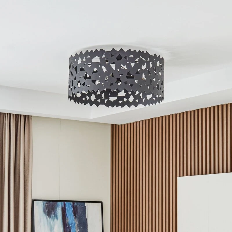 B-Ware Lucande Deckenleuchte Deckenlampe Aeloria Eisen schwarz 50 cm E27 LED Leuchte