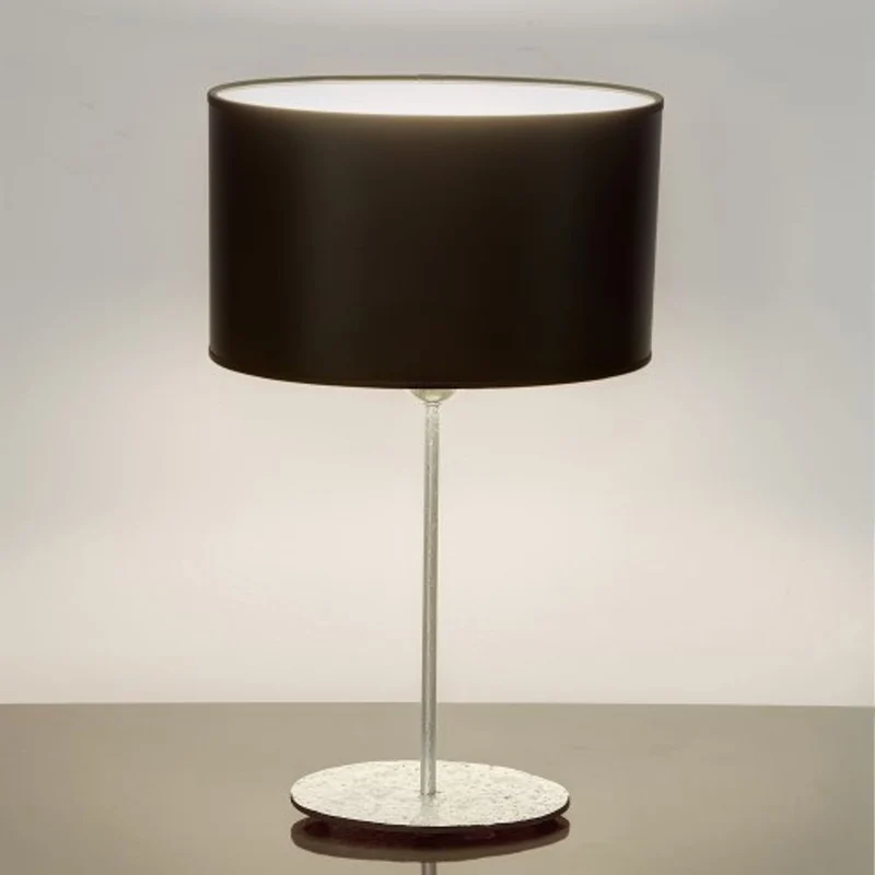 Tischleuchte Mattia Oval Eisen Silber-Ecru
