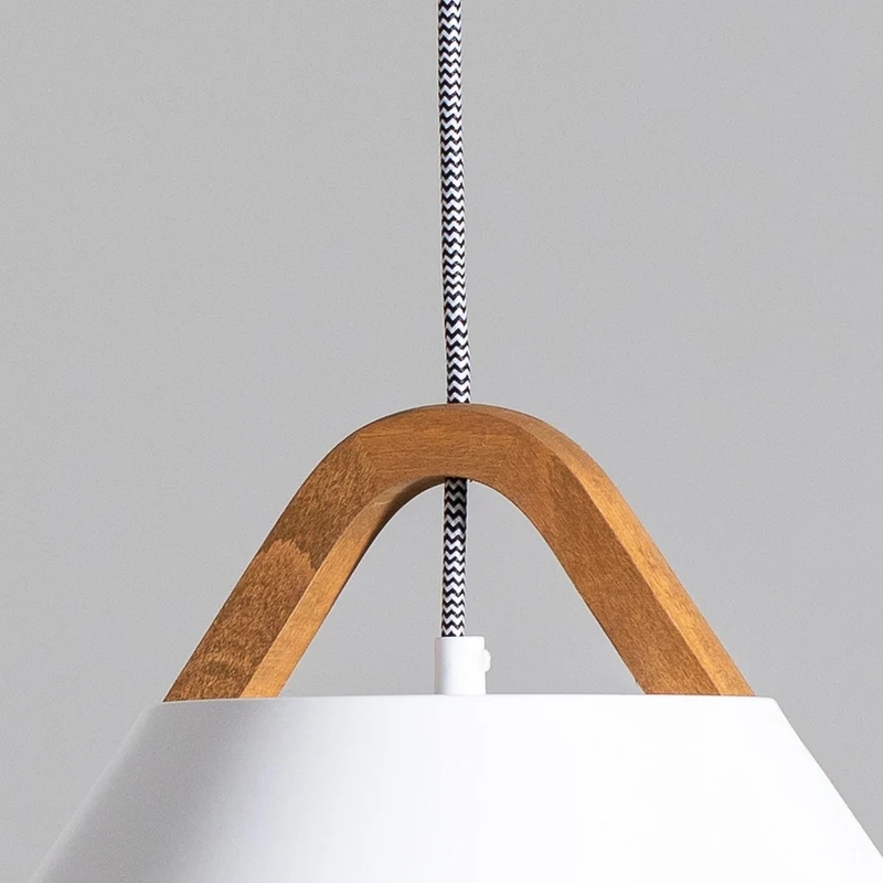 B-Ware Luminex Hängelampe Pendelleuchte Funda braun weiß Ø 30 cm Stahl Holz Glas La694