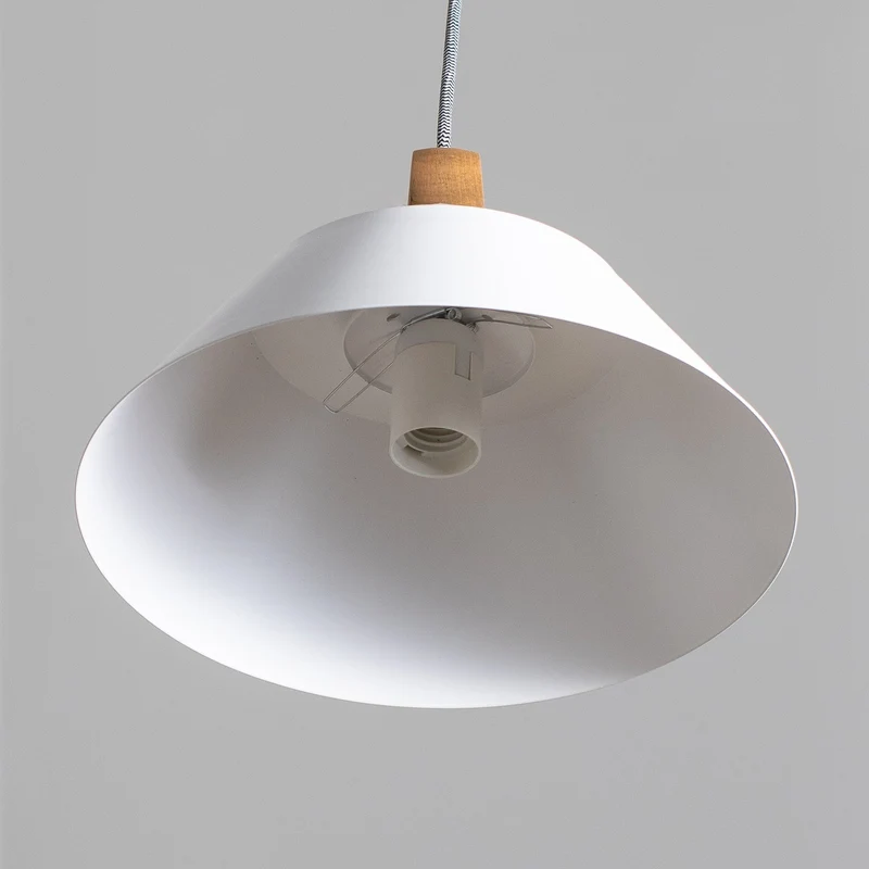 B-Ware Luminex Hängelampe Pendelleuchte Funda braun weiß Ø 30 cm Stahl Holz Glas La694