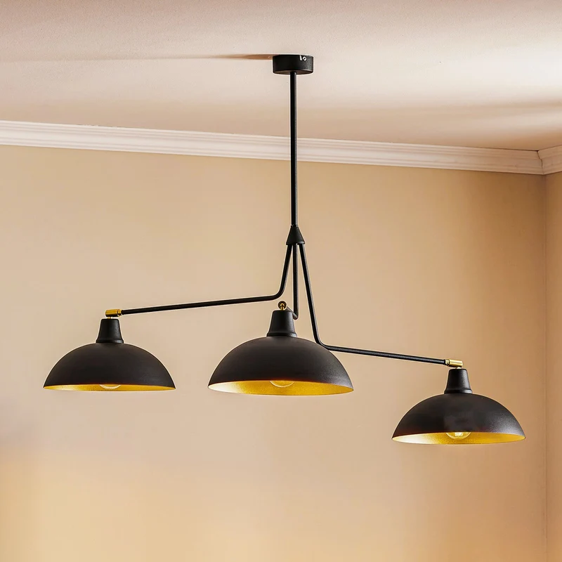 B-Ware Hängeleuchte 1036 dreiflammig schwarz-gold E27 Hängelampe Lampe Leuchte Spot