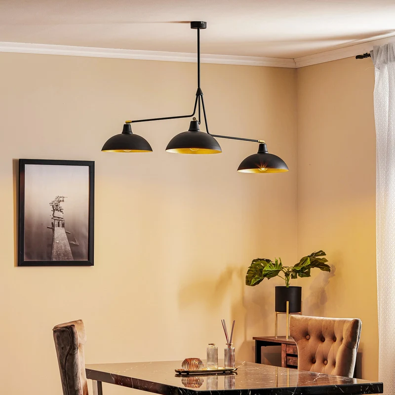 B-Ware Hängeleuchte 1036 dreiflammig schwarz-gold E27 Hängelampe Lampe Leuchte Spot