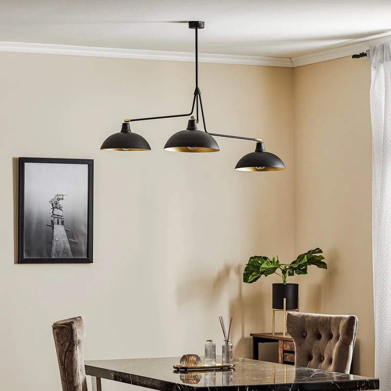 B-Ware Hängeleuchte 1036 dreiflammig schwarz-gold E27 Hängelampe Lampe Leuchte Spot