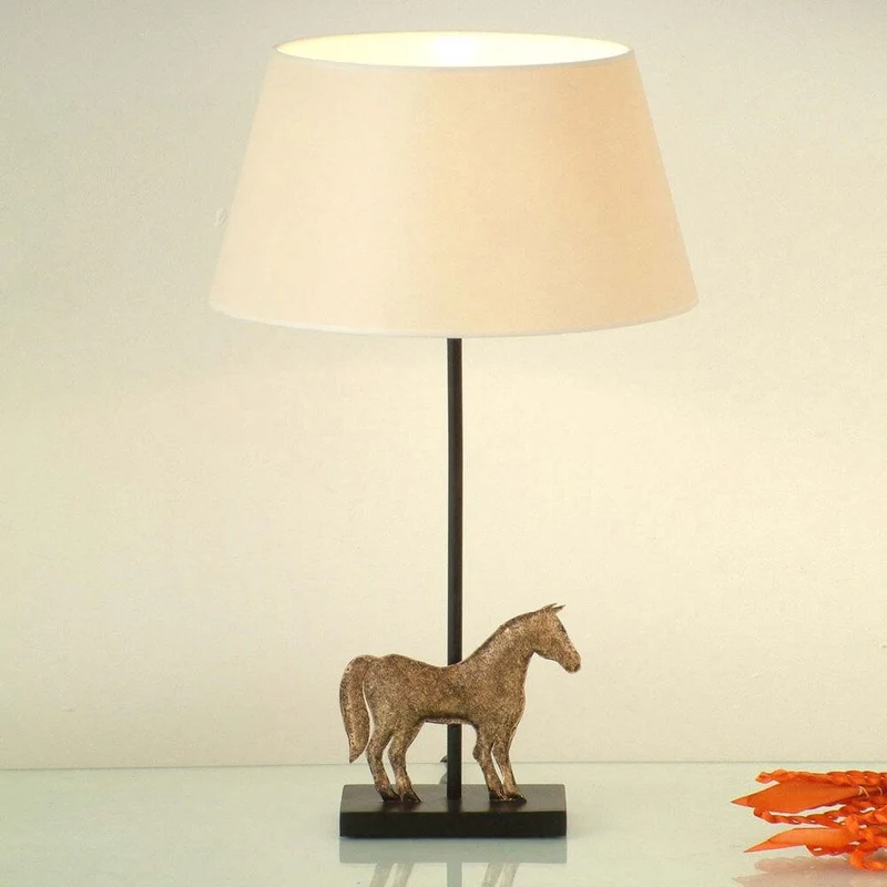 Tischleuchte Solisti Cavallo Eisen AntikGold-Braun