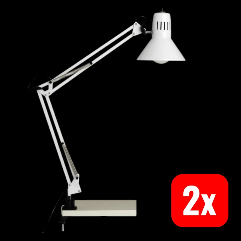 B-Ware Brilliant Klemmleuchte Cliplampe LED Lampe Weiß Metall Schalter 2 STÜCK