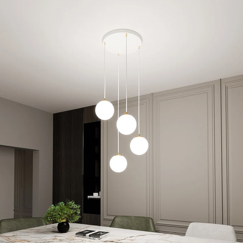 B-Ware Royal Hängeleuchte Pendelleuchte Lampe E14 Glas weiß Leuchte SIEHE TEXT/FOTO