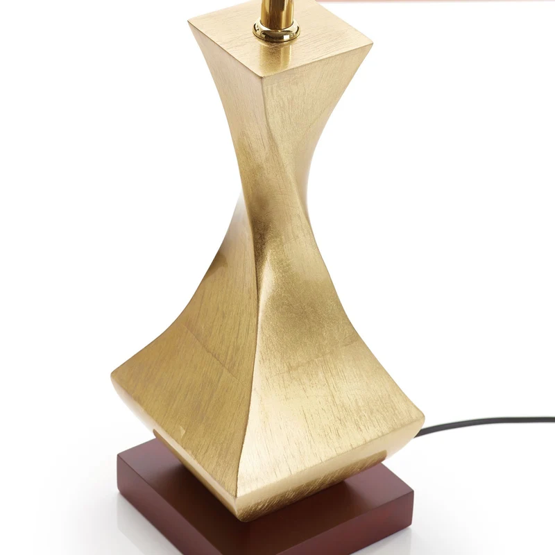 B-Ware Schuller Valencia Tischleuchte Lampe gold Textil Holz Deco Schalter Fuß beige